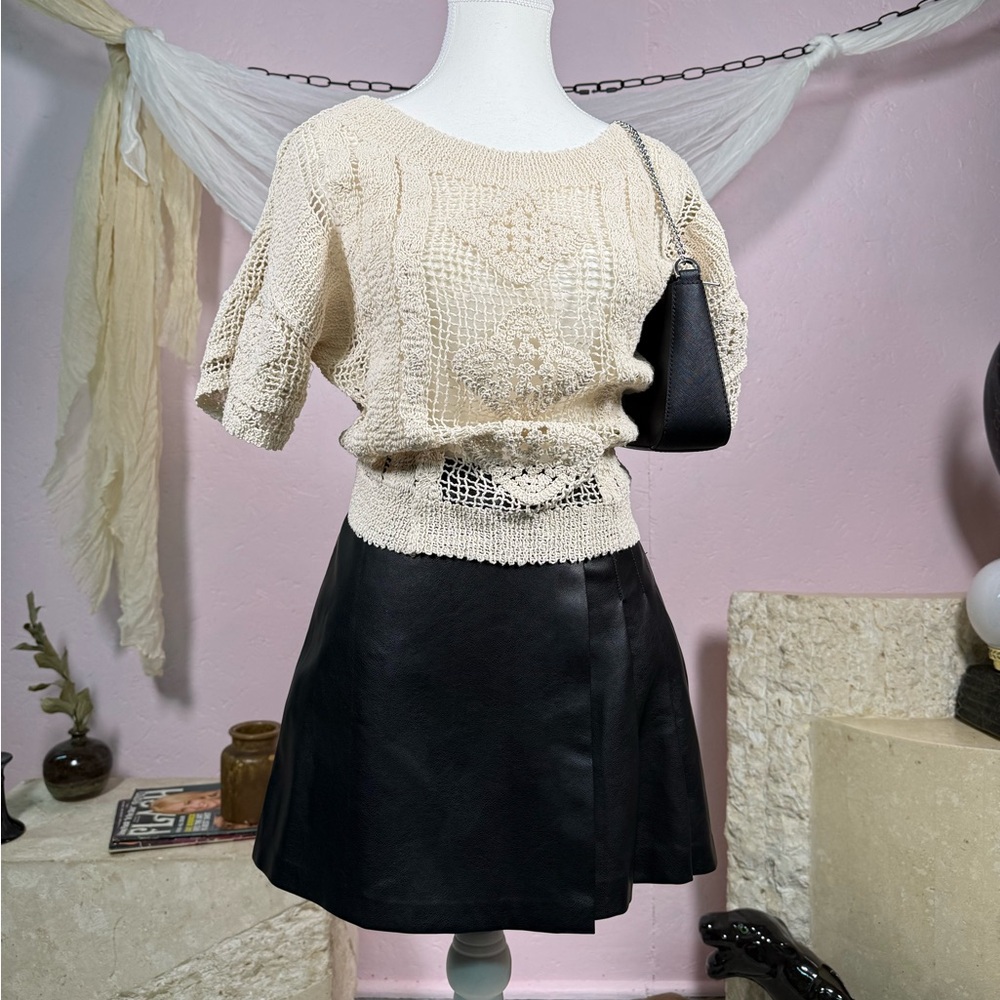 Dex Cream Crochet Knit Top – Size XS